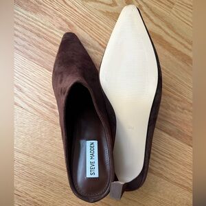 Steve Madden Niara Mule Brown Suede Pointed Toe Kitten Heel NWOB - Size 10